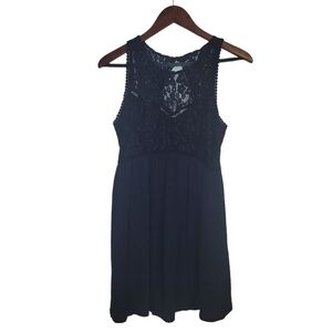 Abercrombie & Fitch A-Line Dress Women's Small Navy Blue Lined Round Neck Lace